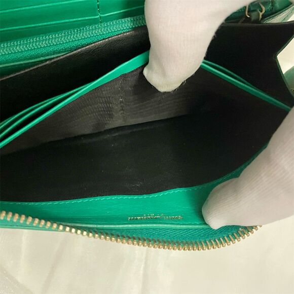 Saint Laurent Y Calfskin Leather Wallet Emerald Green Gold Hardware - Picture 10 of 13